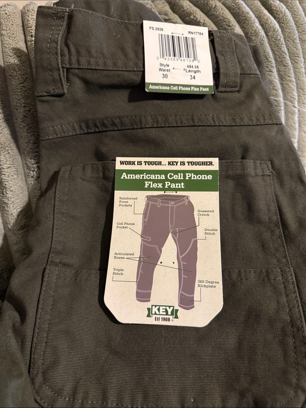 Americana Cell Phone Flex Pant - Olive Green